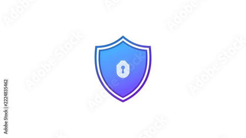 Blue gradient shield icon with keyhole symbol isolated on transparent