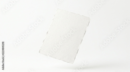 Blank white paper sheet floating isolated on a clean light background