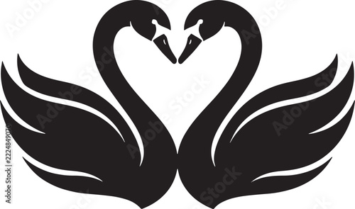 Swan Couple Heart Vector Logo for Wedding and Romantic Design