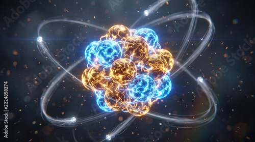 Atomic Structure Visualization: A stunning 3D rendering showcases the intricate atomic structure.