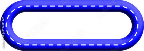 Blue oval frame, glossy 3D capsule ring with white dashed stitch line, round rectangle border decoration