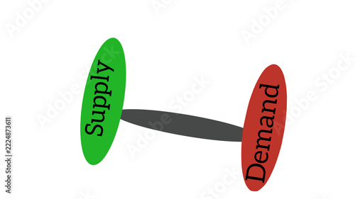 Economic supply and demand balance scale concept on transparent background