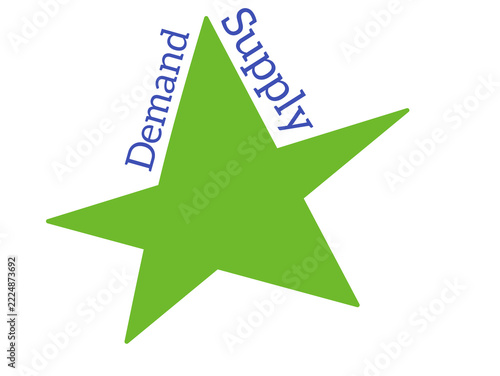 Green star graphic with demand and supply text on transparent background