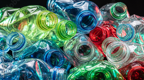 Colorful Crushed Plastic Bottles Ready for Recycling Concept