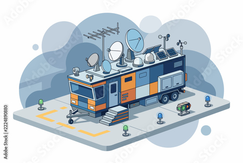 Isometric Mobile Airport Command Center and Flight Operations Vehicle