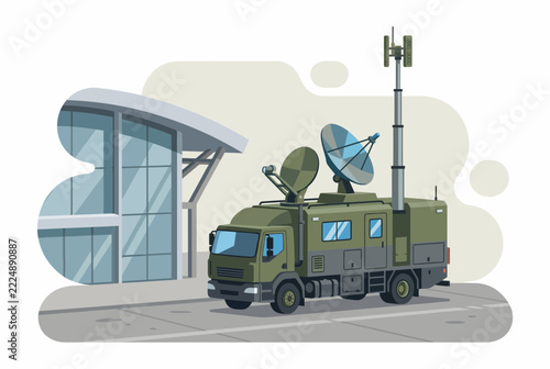 Isometric Mobile Airport Command Center and Flight Operations Truck