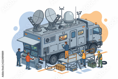 Isometric Mobile Airport Command Center and Flight Operations Truck