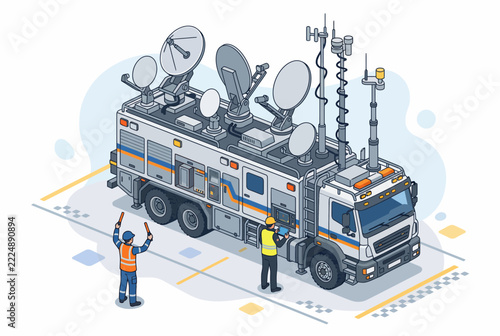 Isometric Mobile Airport Command Center and Flight Operations Vehicle