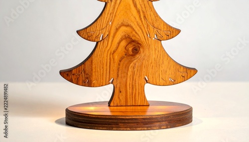 Close up on carved wooden Christmas tree 