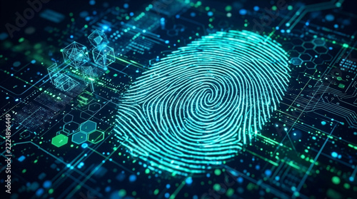 Digital Fingerprint Security Scan Futuristic Biometric Identification Technology
