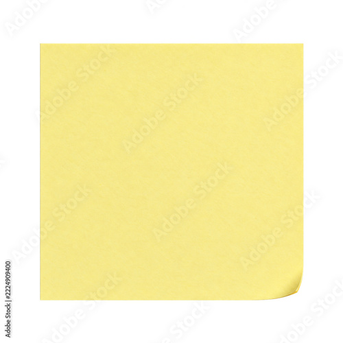 A single blank yellow sticky note isolated on a white background.