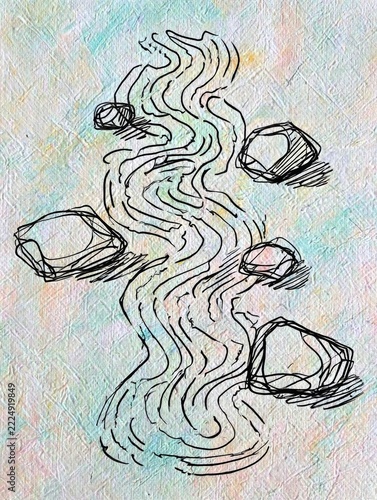 Abstract river flow with stones