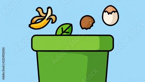 Compostable Food Scraps Falling into Compost Bin