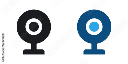 Webcam icon flat outline in black