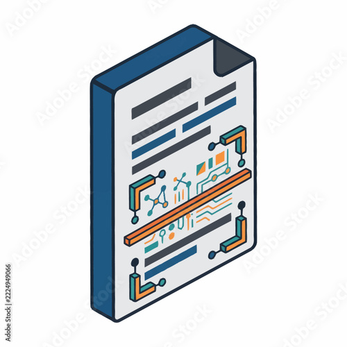 Modern Folder With Network Architecture Diagram.