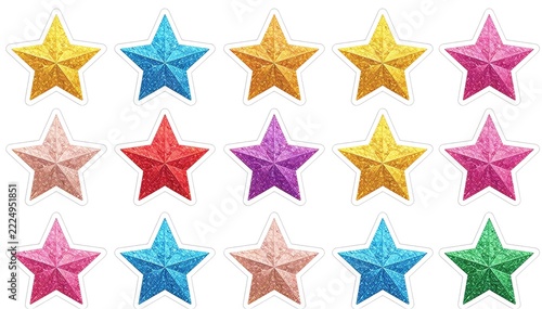 Glitter Star Sticker Set, Colorful Decorative Stickers