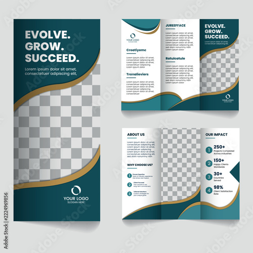 Evolve grow succeed corporate business trifold brochure template
