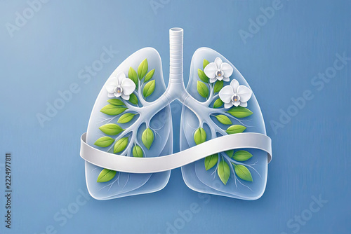 Lung Cancer Awareness Month Conceptual Vector Illustration with Pearl Ribbon
