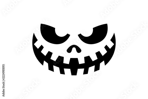  vector icons of spooky Halloween jack-o'-lantern pumpkin carved faces, isolated on a solid white background.