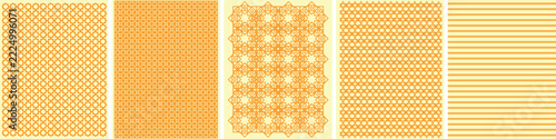 Decorative seamless pattern collection featuring intricate geometric motifs