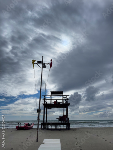 Beach Lifeguard Station on a Cloudy Day