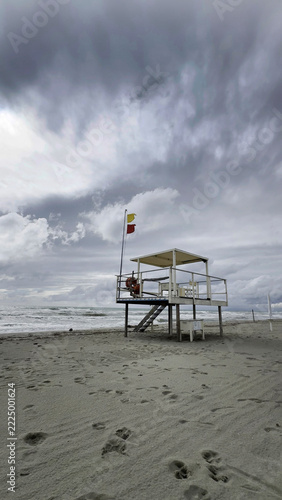 Beach Lifeguard Station on a Cloudy Day