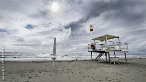 Beach Lifeguard Station on a Cloudy Day