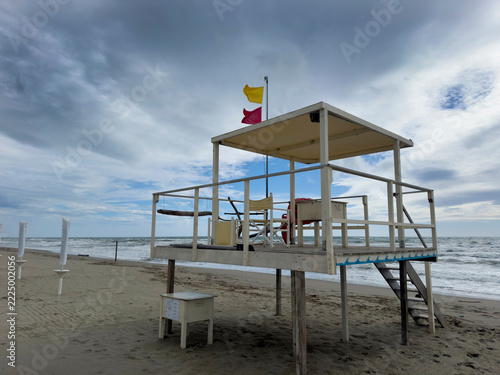 Beach Lifeguard Station on a Cloudy Day