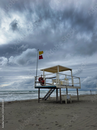 Beach Lifeguard Station on a Cloudy Day