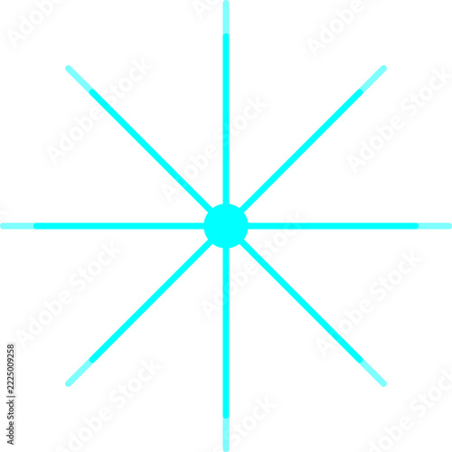 Vibrant Cyan Neon Spark Geometric Star Element for Modern Digital Interface and Creative Design Projects