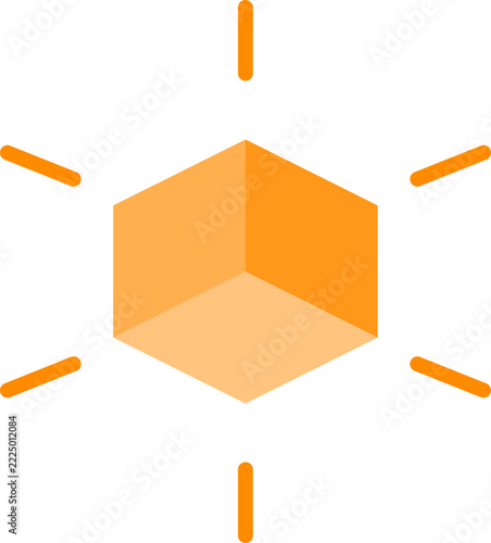 Isometric Neon Orange Spark Cube Explosion For Abstract Modern Background And Corporate Creative Marketing Visual