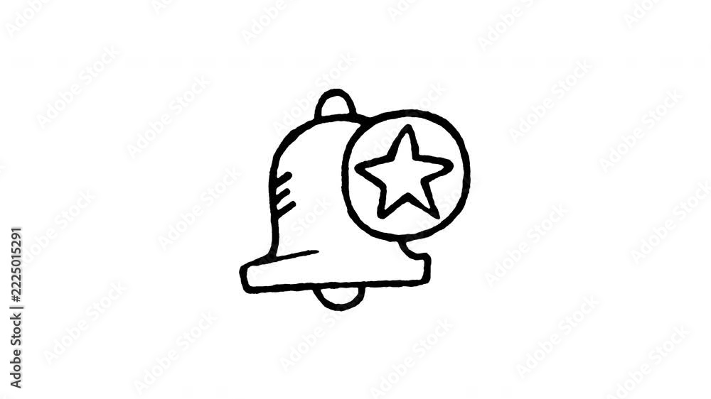 Notice Alert Animated doodle icon of a notification bell with a star symbol for VIP ...