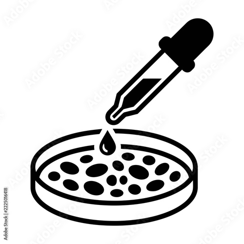 Pipette Dropping Liquid Into Petri Dish With Cultures Scientific Icon