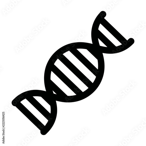 Black DNA double helix icon on white background, simple genetic symbol