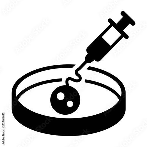 Black Eye Drop Icon with Syringe Dripping onto Human Eye Shape