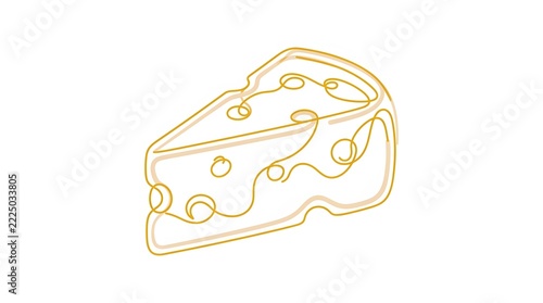 Continuous Line Frosted Cupcake with Cherry Illustration