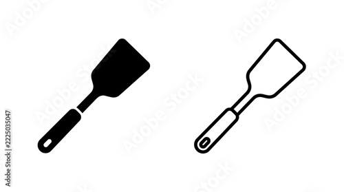 Fotografie Kitchen spatula cooking utensil in both solid and outline graphic