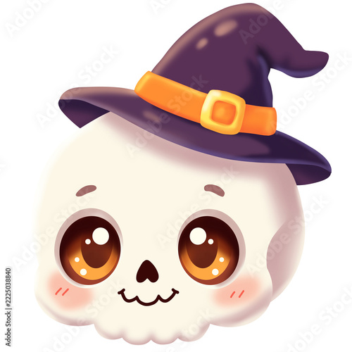 Skull wearing a Halloween hat