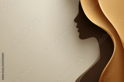 Abstract Silhouette Woman Profile in Layered Paper Art Style Illustration