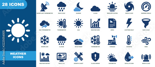 Weather Forecast and Climate Conditions Meteorology Icon Set