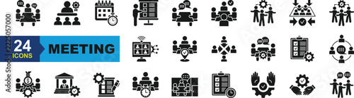 Meeting Icon Sheet Vector Illustration