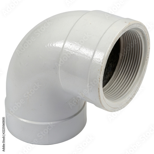 Gray PVC pipe elbow fitting isolated on white background