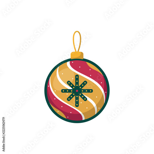 Colorful Christmas bauble with snowflake pattern
