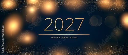 Bonne année 2027 illustration élégante chiffres dorés et confettis