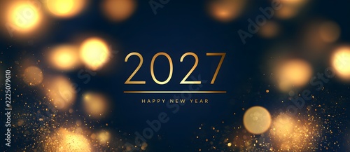 Bonne année 2027 illustration élégante chiffres dorés et confettis