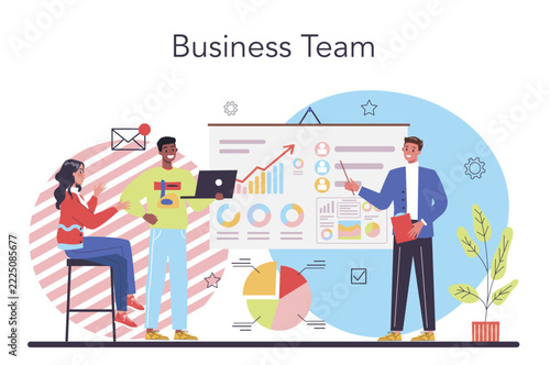 Business Team Collaboration and Strategy Presentation Illustration Vector