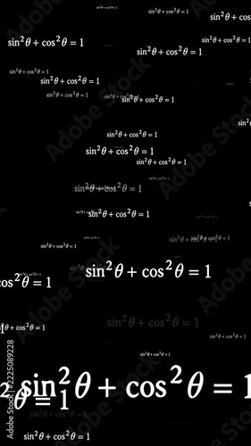 Scientific math vertical, math theory formulas isolated flying alpha channel animation Vertical Mathematics formula equation dynamically animate background 4K video
