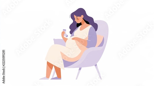 Family - Pregnant Woman Sitting in Chair Holding Baby Bootie