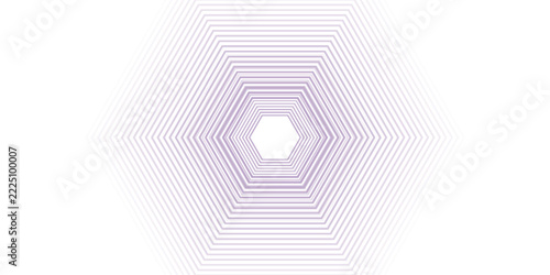 Abstract Pastel Purple Hexagon Outline Pattern on White Background, Minimalist Geometric Symmetrical Line Design