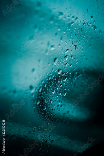 water drops on blue background